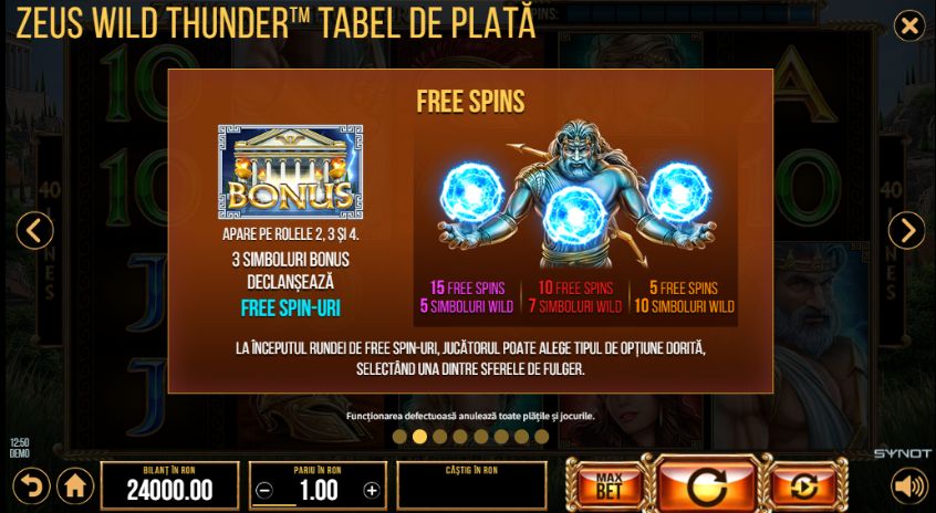 Zeus Wild Thunder Demo 4 Free Spins în Zeus Wild Thunder