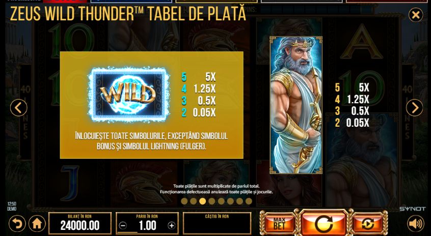 Zeus Wild Thunder Demo 3 Simbolul Wild în Zeus Wild Thunder