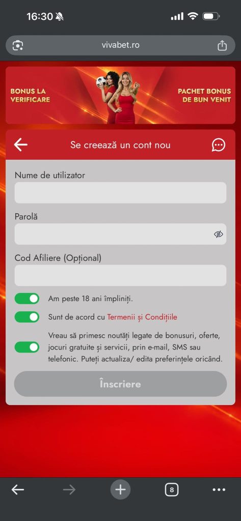 Captură de ecran 3 - cum te inregistrezi la Vivabet