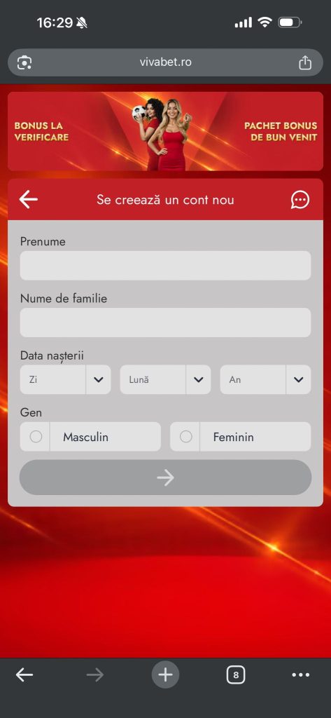 Screenshot 1 - cum te inregistrezi la Vivabet