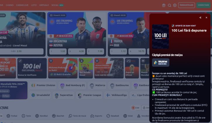 Betano bonus fara depunere - 100 lei gratis