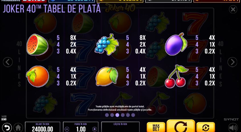 Joker 40 Demo - tabel de plata cu simboluri mici