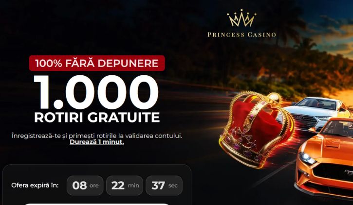 Princess bonus fara depunere - 1000 rotiri gratuite