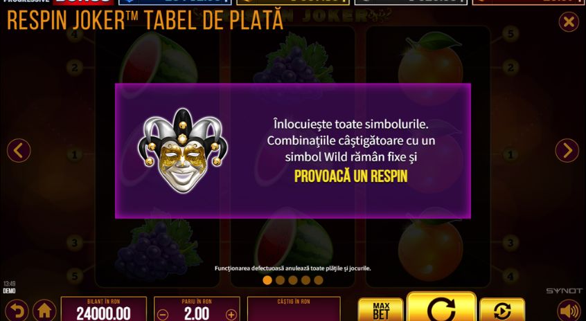 Simbolul Wild în Respin Joker