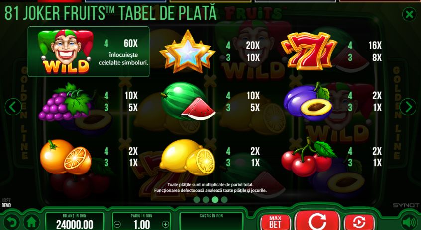 Simbolurile din 81 Joker Fruits
