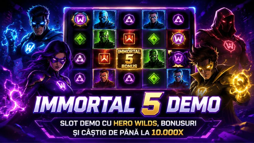 Immortal 5 Demo slot Relax Gaming cu Hero Wilds și bonusuri